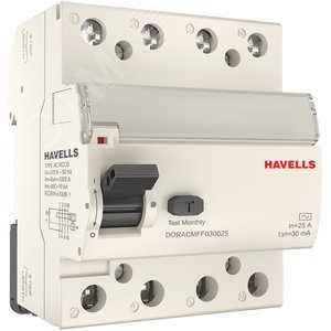Выключатель дифференциального тока (УЗО) 3п+N 25А 30мА тип АС D7 7701632 Havells