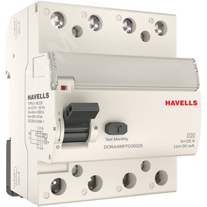 Выключатель дифференциального тока (УЗО) 3п+N 25А 30мА тип А D7 7701640 Havells
