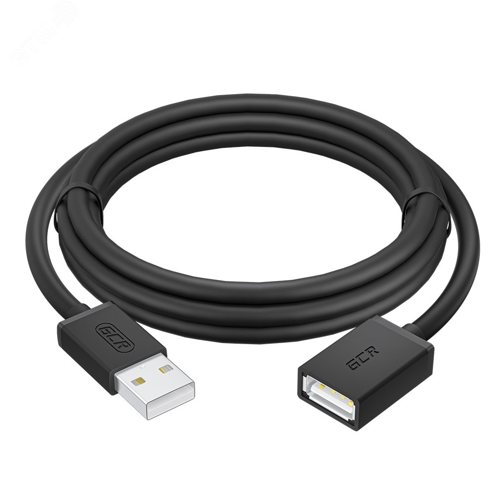 Удлинитель USB 2.0 AM на AF, 1.8 м., черный, морозостойкий GCR-50567 Greenconnect