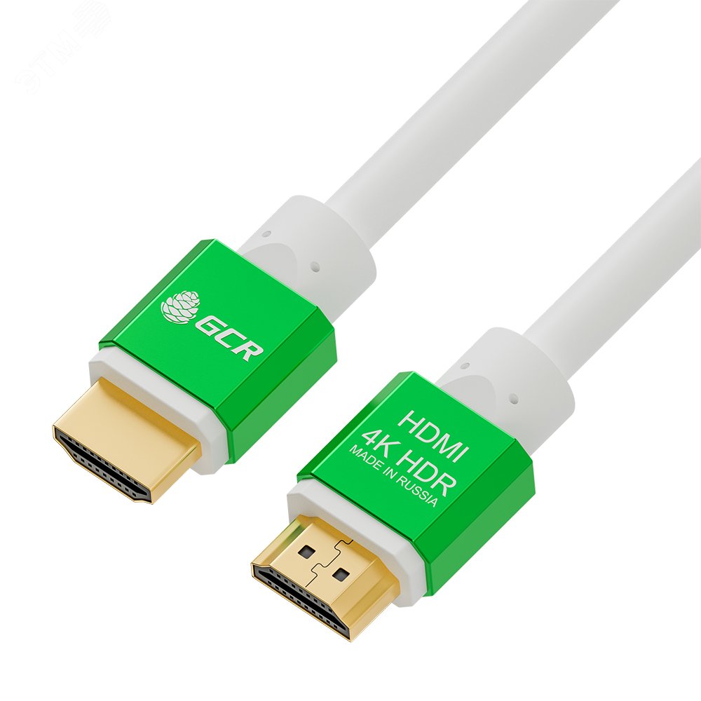 Кабель HDMI 2.0, Ultra HD 19М на 19М, 0.5 м., AL белый-зеленый GCR-51296 Greenconnect