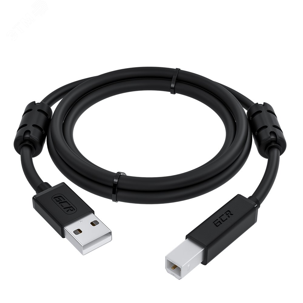 Кабель USB 2.0 AM на BM, ферритовые кольца, 5 м., черный артикул GCR ...