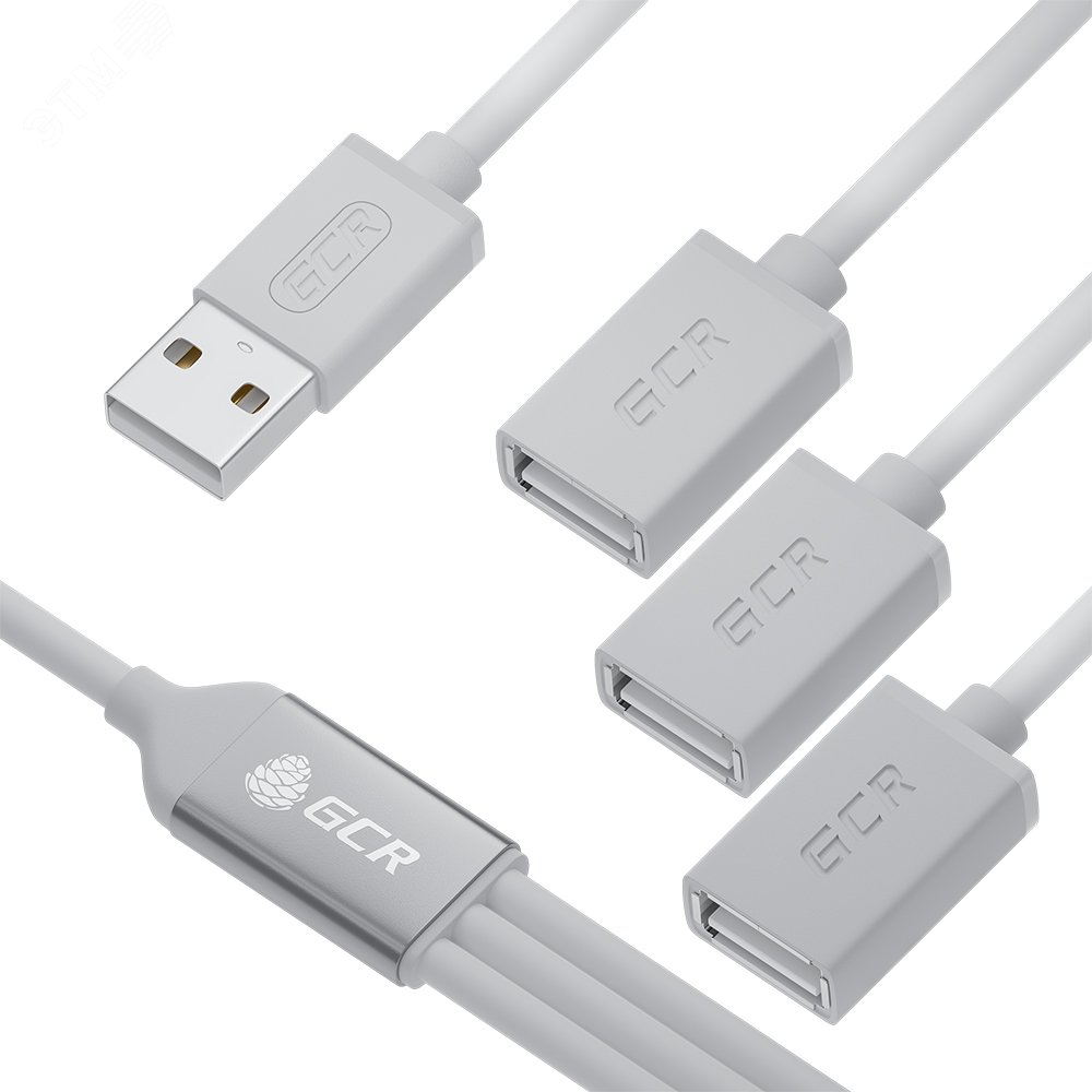 Изображение товара Хаб USB 2.0 на 3 порта, 0.35 м., гибкий, белый