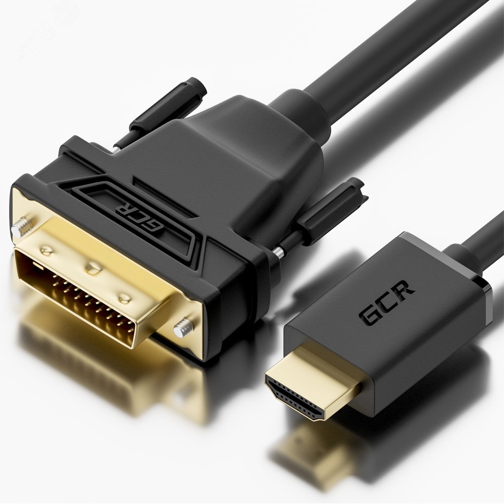 Кабель HDMI 19М на DVI 25М, 3 м., черный, позолоченные контакты