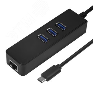 Изображение товара Хаб 2 в 1, USB 3.1 Type C на RJ-45, USB 2.0 (шт)
