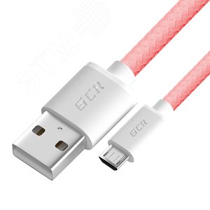 Кабель Micro USB, 0.5 м., розовый нейлон, быстрая зарядка 3A