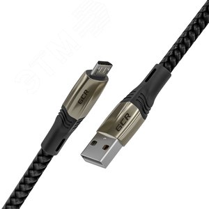 Кабель Micro USB, 1.7 м., черный нейлон, быстрая зарядка