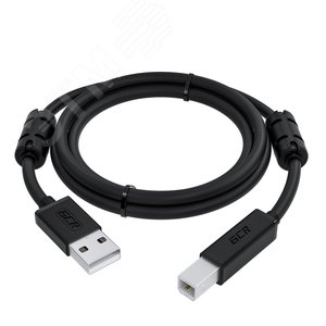Кабель USB 2.0 AM на BM, 1.5 м., черный, ферритовые кольца