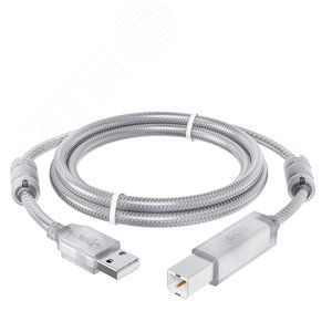 Кабель USB 2.0 AM на BM, 1.5 м., прозрачный, ферритовые кольца GCR-52422 Greenconnect