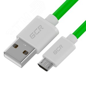 Кабель Micro USB, 0.3 м., зеленый-белый, быстрая зарядка