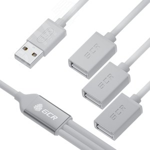 Хаб USB 2.0 на 3 порта, 0.35 м., гибкий, белый