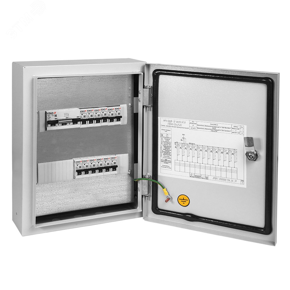 Низковольтное комплектное устройство ОЩВ-12 У2 IP54 (100А/12х16А, КЭАЗ) 00-00008981 Центр Энергии - превью 2