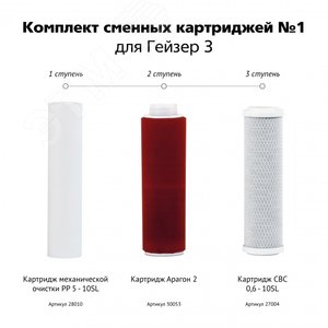 Комплект сменных картриджей к стационарному фильтру №1 50001 ГЕЙЗЕР - 4