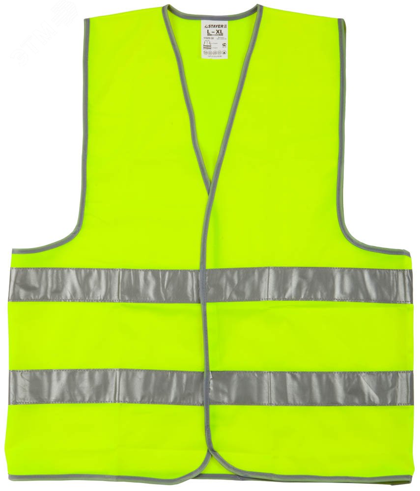 Изображение товара Жилет сигнальный STAYER р.52-55 для безопасности дорожных работ и строительства
