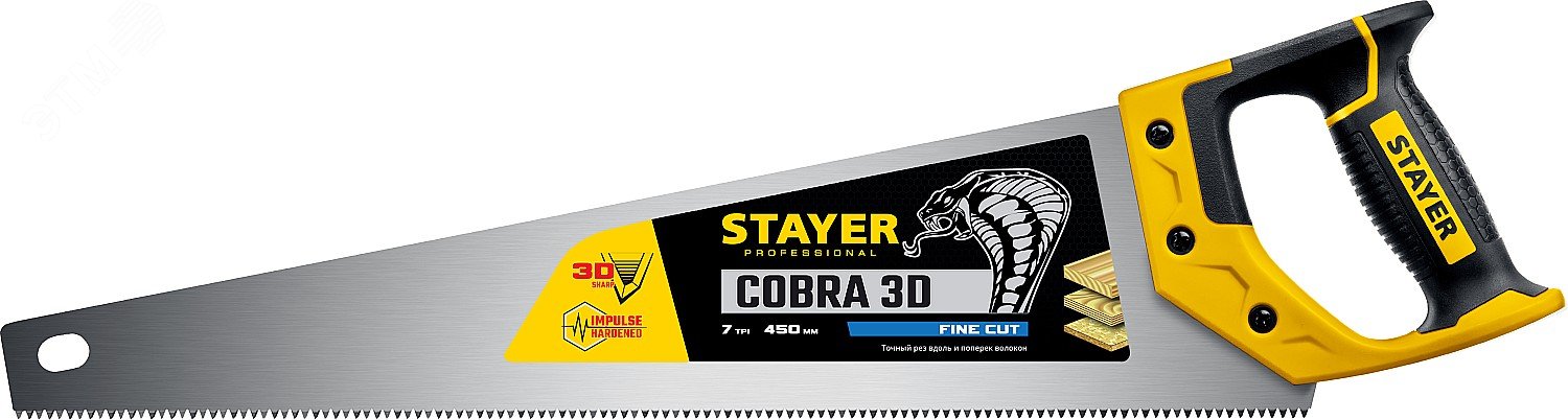 Изображение товара Ножовка по дереву Cobra 3D 450 мм надежный инструмент для распиловки