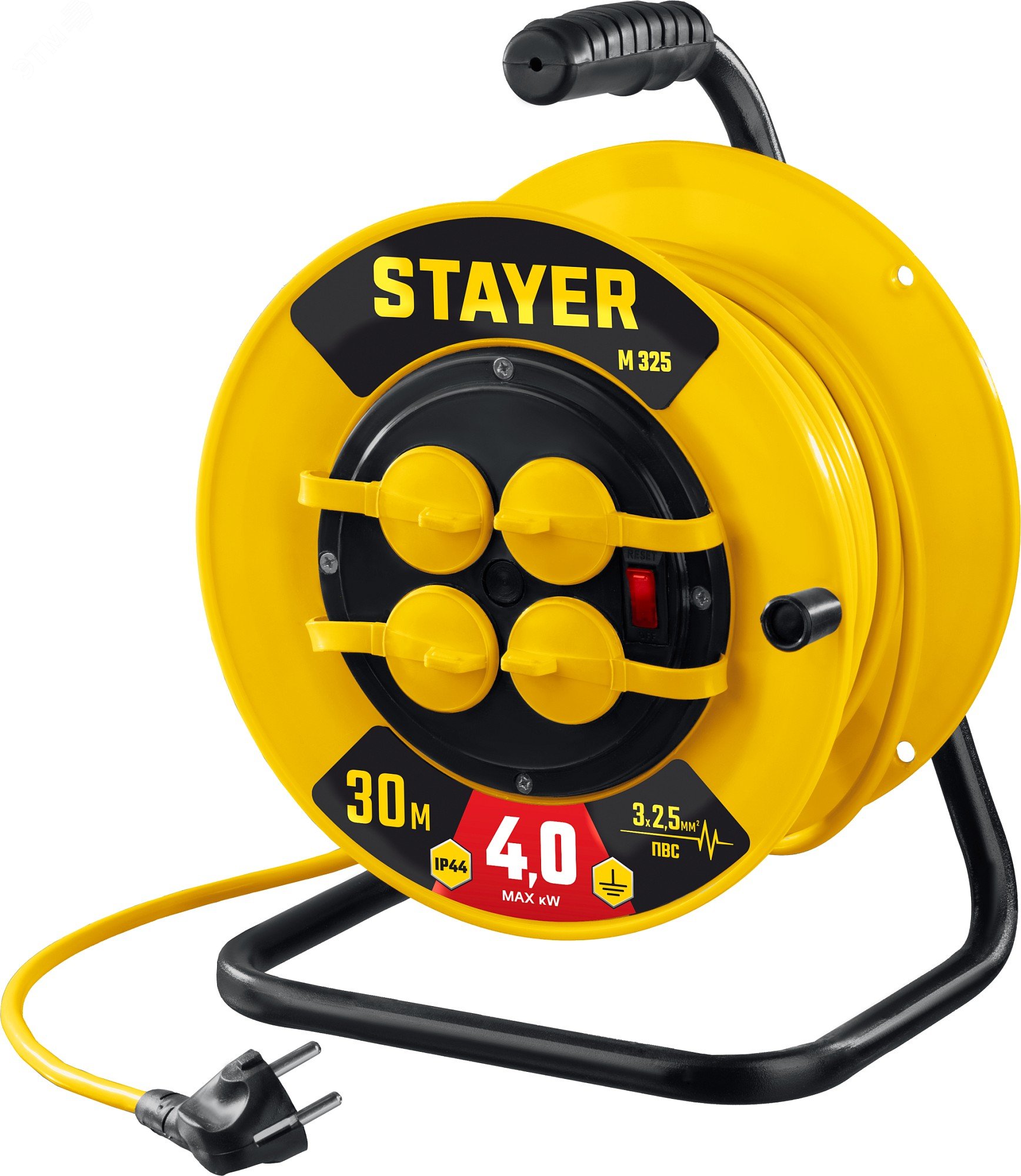 Изображение товара Удлинитель силовой STAYER на катушке 30 м 4000 Вт IP44 Изображение товара Удлинитель силовой STAYER на катушке 30 м 4000 Вт IP44