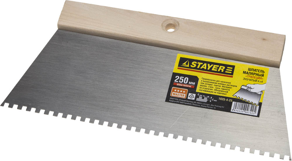 Шпатель Малярный, Зубчатый MAXFlat 250 мм