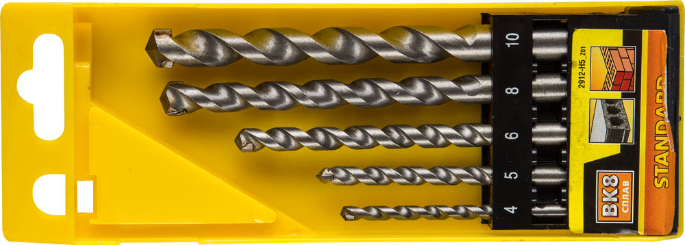 Набор сверл по бетону TOPHammer 5 шт: d 4-5-6-8-10 мм