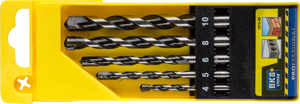 Сверло по бетону ProHammer 5 шт: d 4-5-6-8-10 мм