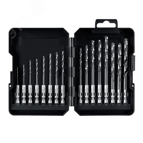 "Набор сверл по металлу для винтовёртов и шуруповертов IMPACT READY, НЕХ-1/4"", 16 шт" - фото 1