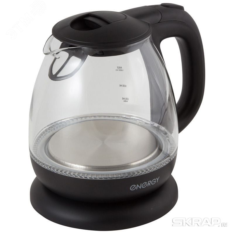 Изображение товара Чайник стеклянный E-296 на 1 л, цвет черный (шт)