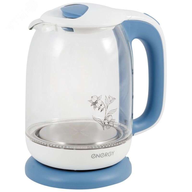 Изображение товара Чайник стеклянный E-281 на 1.7 л, цвет бело-голубой (шт)