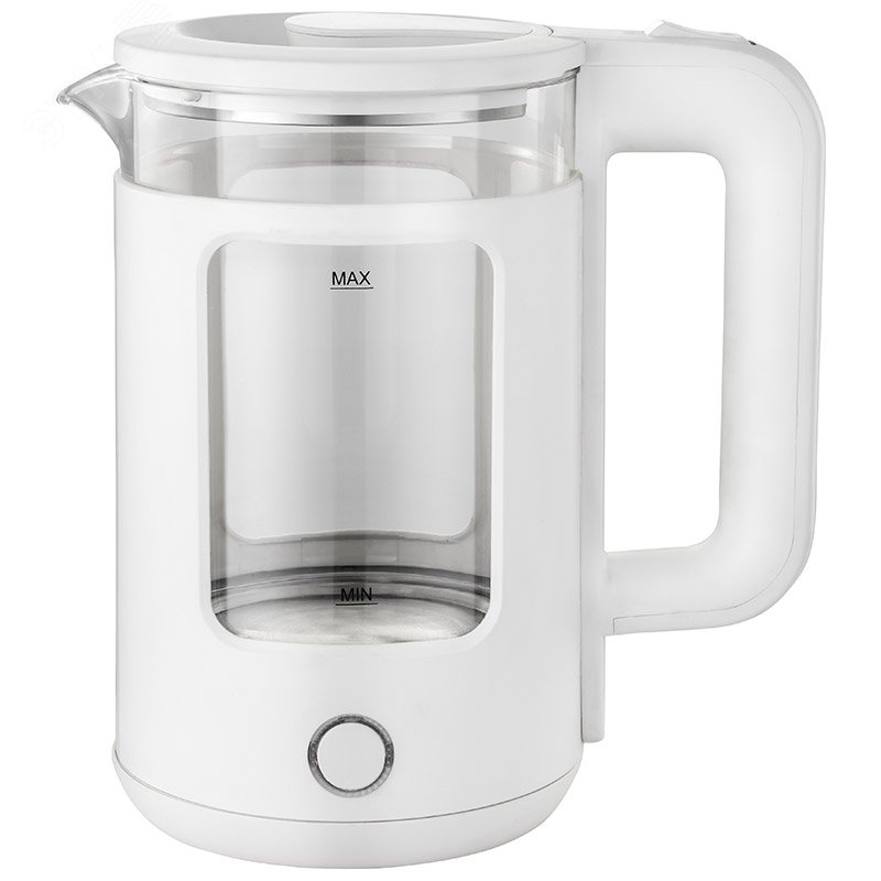 Изображение товара Чайник стеклянный E-256 на 1.5 л, цвет белый (шт)