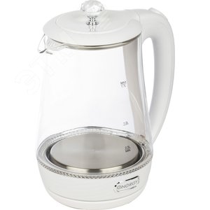 Изображение товара Чайник электрический E-207, мощность 2200Вт, объем 1,7 л, материал корпуса стекло, пластик, цвет белый (шт)