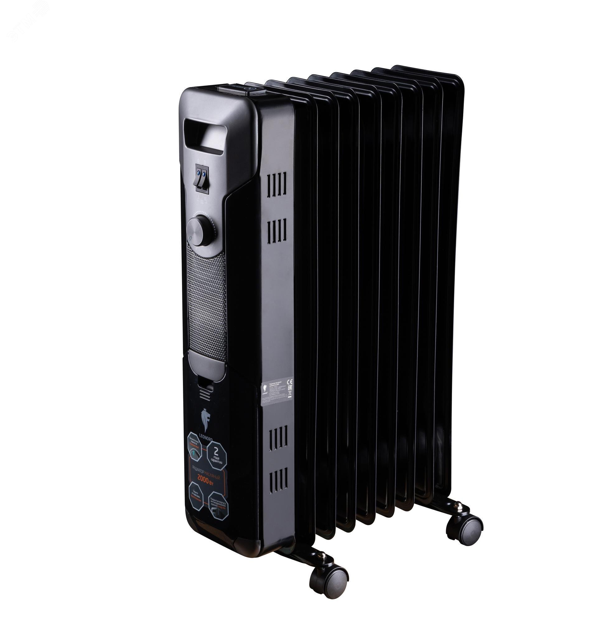 Изображение товара Радиатор масляный Leonord LE-1909 9 секций 2 кВт напольный черный