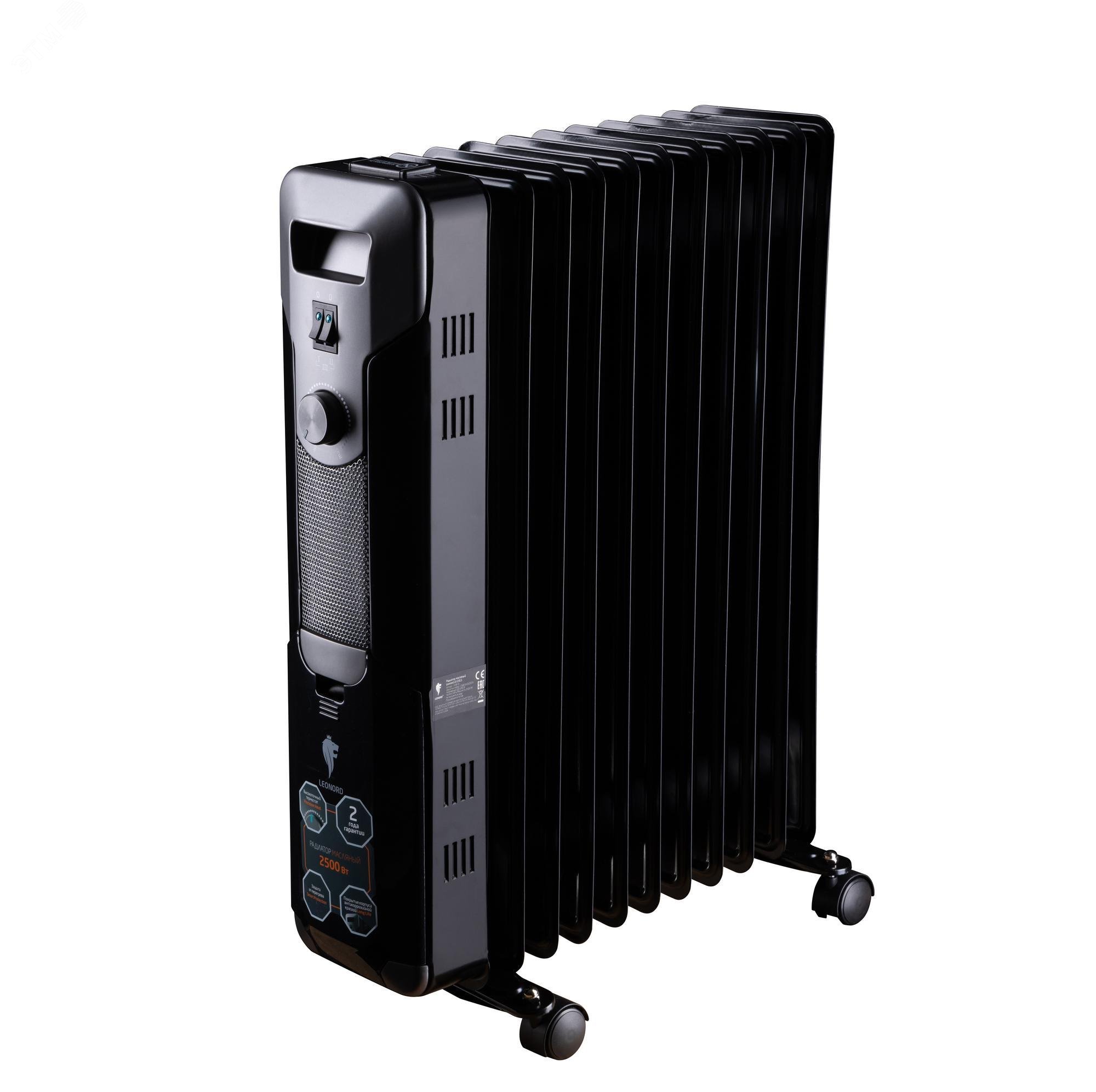 Изображение товара Масляный радиатор Leonord LE-1911 11 секций 2.5 кВт напольный черный
