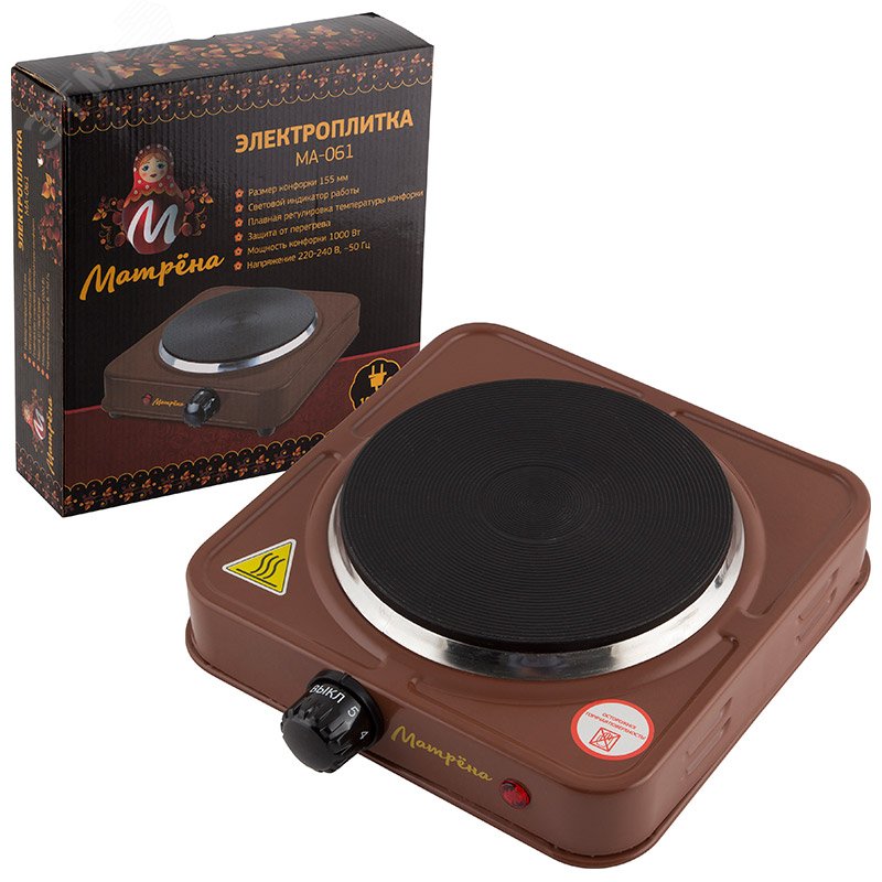 Изображение товара Электроплитка МА-061, нагревательная плита, цвет коричневый (шт)