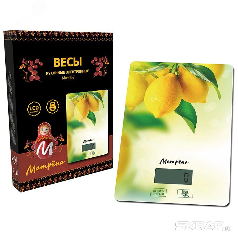 Изображение товара Кухонные электронные весы МАТРЁНА МА-037 лимон до 7 кг, функция таро