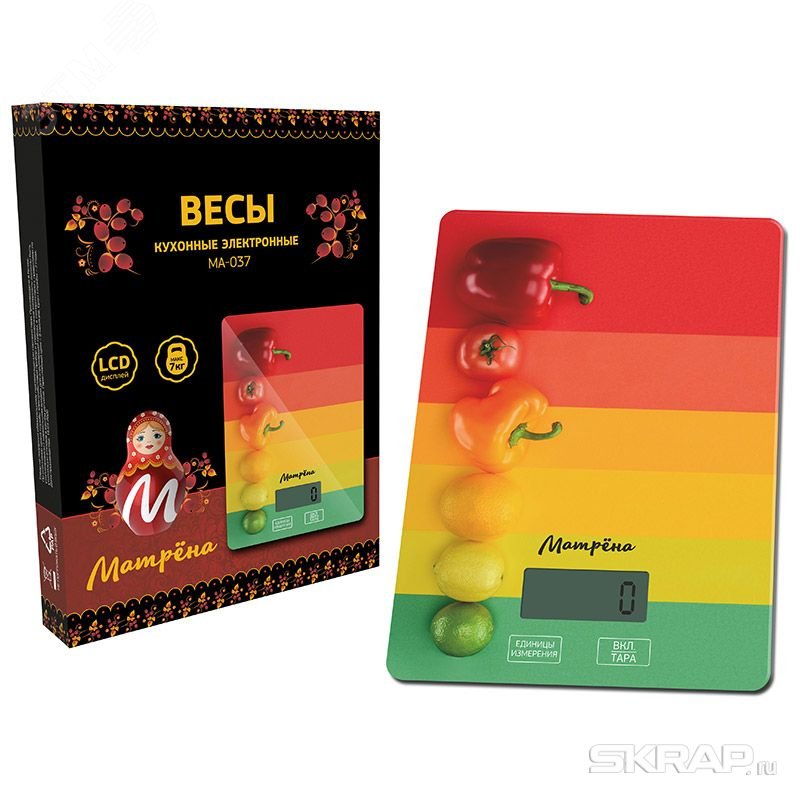 Изображение товара Электронные кухонные весы МАТРЁНА МА-037 до 7 кг с рисунком Полоски