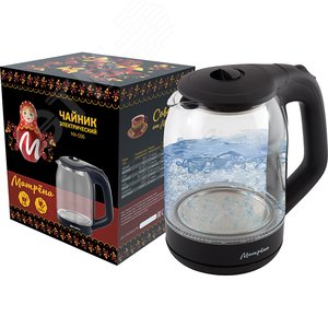 Изображение товара Чайник электрический стеклянный MA-006 на 1.8 л, цвет черный (шт)