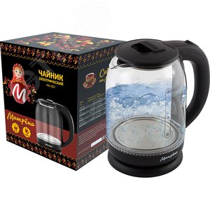 Изображение товара Чайник электрический стеклянный MA-007 на 1.8 л, цвет черный (шт)