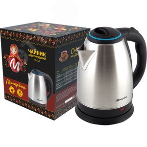 Изображение товара Чайник электрический стальной MA-001 на 1.8 л, цвет крышки голубой (шт)