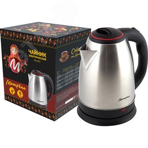 Изображение товара Чайник электрический стальной MA-001 на 1.8 л, цвет крышки красный (шт)