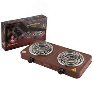 Изображение товара Электроплитка двухконфорочная МА-062, нагревательный ТЭН, цвет коричневый (шт)