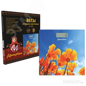 Изображение товара Весы напольные электронные МА-090, рисунок ''Лютики'', стеклянная поверхность, до 180 кг (шт)