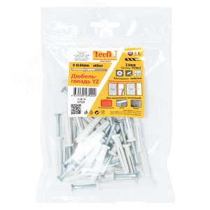 Дюбель-гвоздь YZ цилиндр. манжета нейлон 6x40 (40 шт) - пакет Tecfi - фото 2