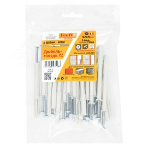 Дюбель-гвоздь YZ потайн. манжета нейлон 6x80 (30 шт) - пакет Tecfi - фото 2