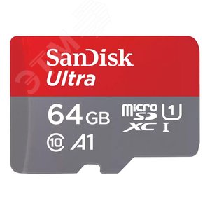 Изображение товара Карта памяти 64GB MicroSD Ultra UHS I, U1, SDXC, 140 МБ/с, Class 10 (шт)
