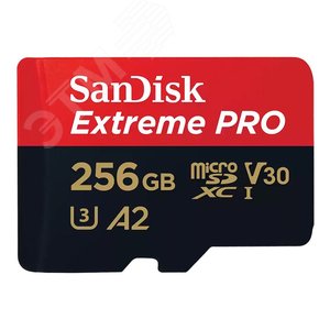 Изображение товара Карта памяти 256GB MicroSD Extreme Pro UHS I, V30, U3, A2, SDXC, 200 МБ/с, Class 10 (шт)