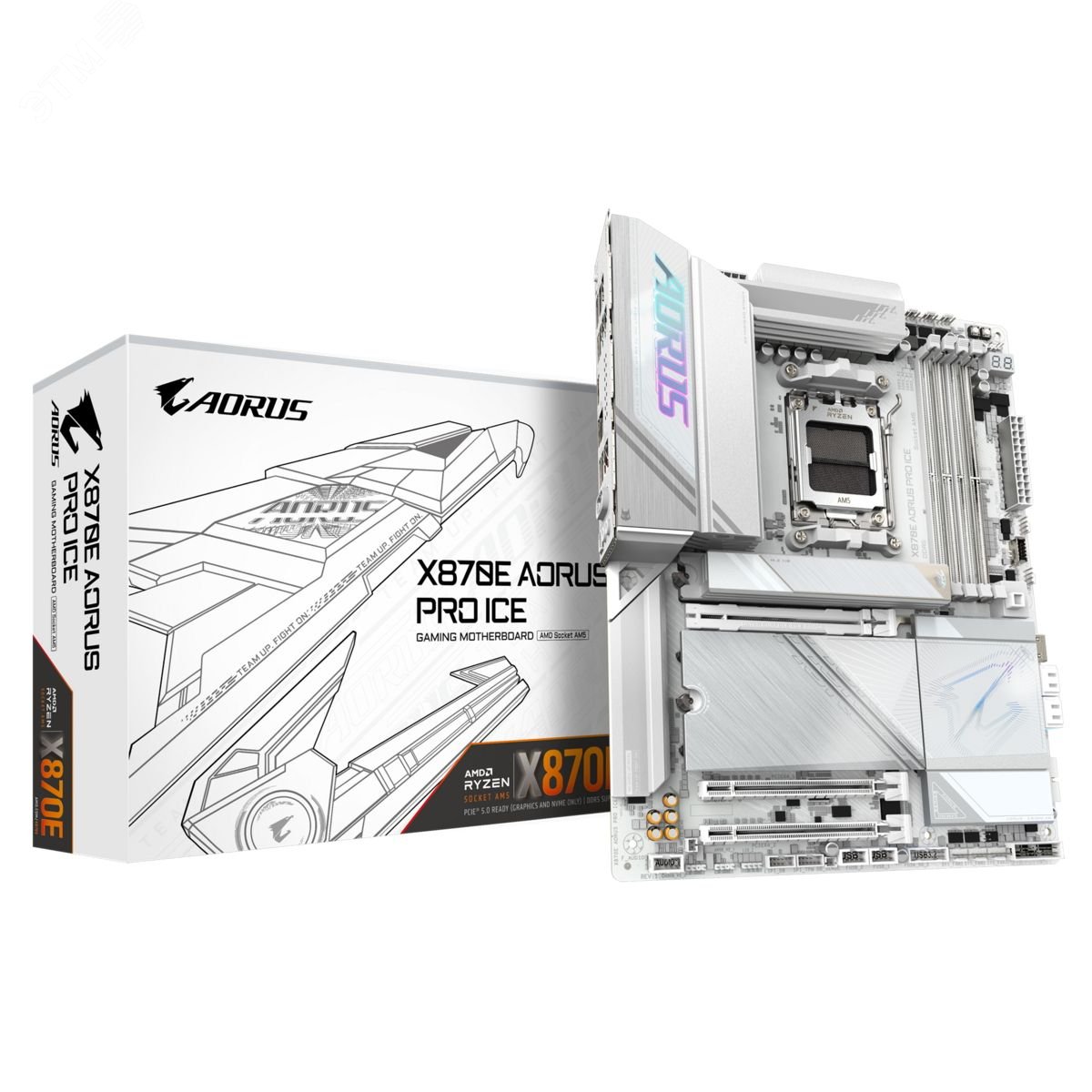 Изображение товара Материнская плата GIGABYTE X870E AORUS PRO ICE AMD X870E ATX высокая производительность