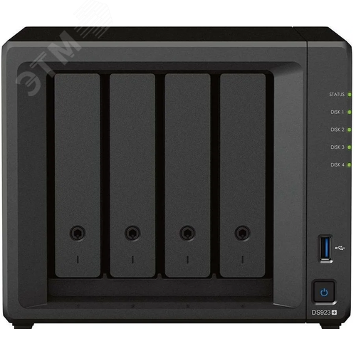 Изображение товара Сетевой накопитель DS923+, 2 ядра, 2.6 ГГц, 4 ГБ DDR4 ECC ОЗУ, 4x3.5''/2.5'' SATA (шт)