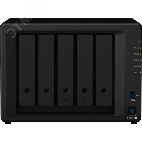 Изображение товара Сетевой накопитель DS1522+, 2 ядра, 2.6 ГГц, 8 ГБ DDR4 ОЗУ, 5x3.5''/2.5'' SATA (шт)