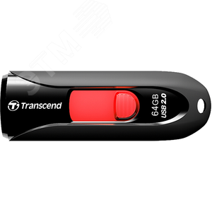 Изображение товара Флеш накопитель 64GB JetFlash 590, USB 2.0, выдвижной, черный, красный (шт)