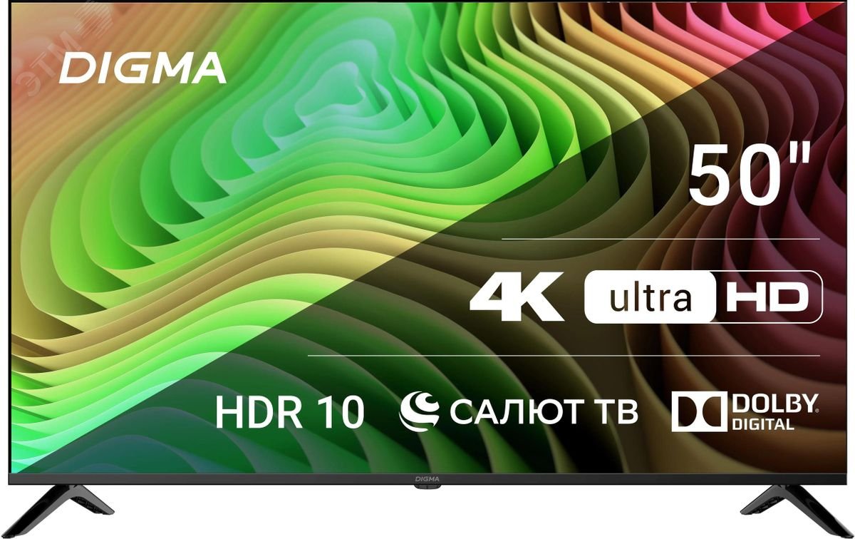 Изображение товара Телевизор LED 50 дюймов Салют ТВ Frameless Metal 4K Ultra HD 60Hz DVB-T DVB-T2 DVB-C DVB-S DVB-S2 W