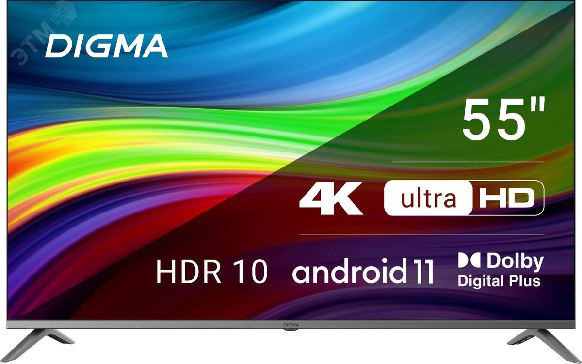 Изображение товара Телевизор LED 55'' Android TV Frameless Metal 4K Ultra HD 60Hz DVB-T DVB-T2 DVB-C DVB-S DVB-S2 USB WiFi Smart TV, темно-серебристый/серебристый (шт)