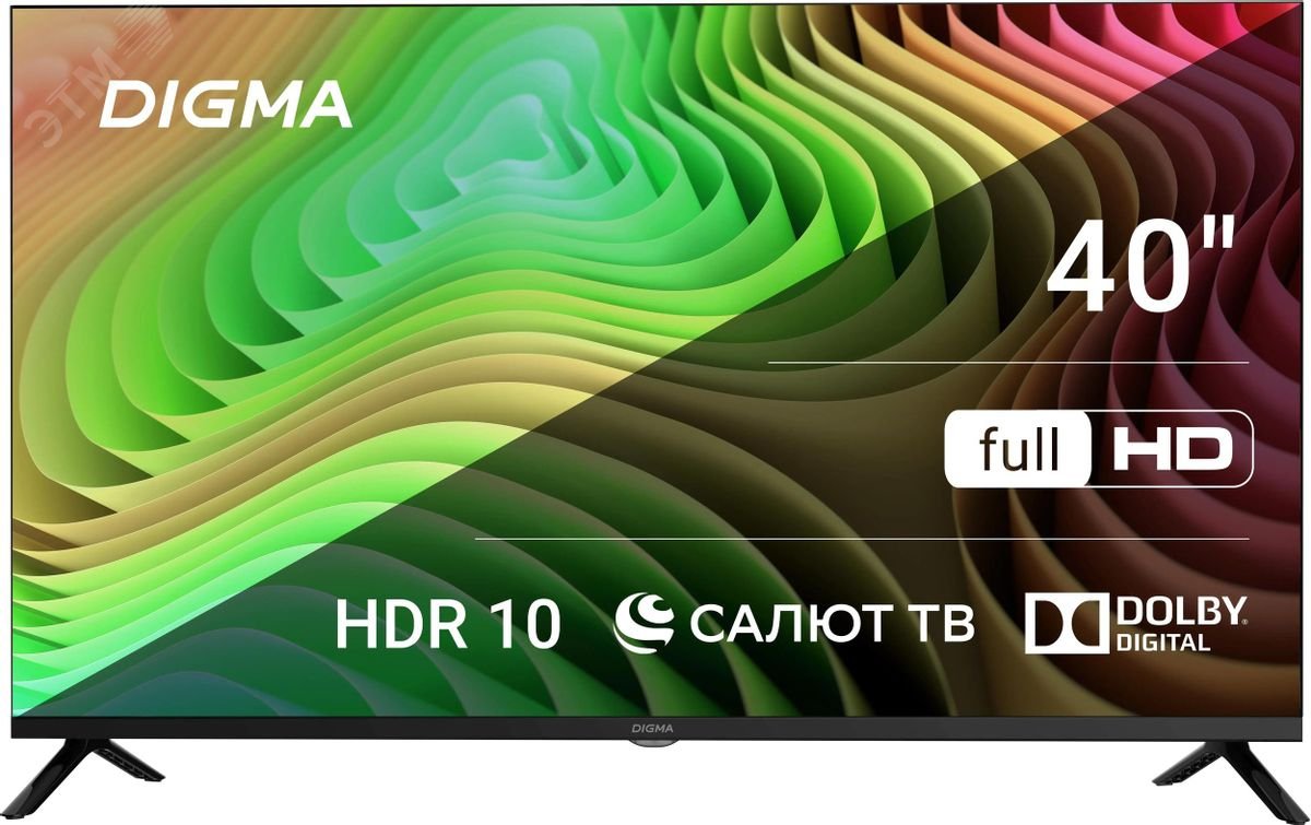 Изображение товара Телевизор LED 40'' Салют ТВ Frameless Metal FULL HD 60Hz DVB-T DVB-T2 DVB-C DVB-S DVB-S2 USB WiFi Smart TV, черный (шт)