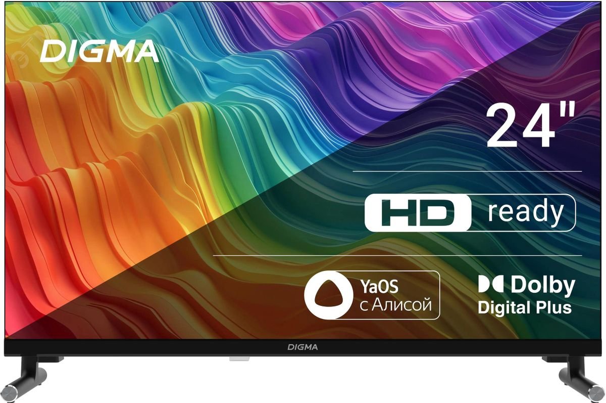 Изображение товара Телевизор LED 24 дюйма Яндекс.ТВ Frameless Metal HD 60Hz DVB-T DVB-C DVB-S Smart